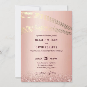 Invitation Mariage de musique Rose moderne Arrière - plan d'o