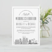Invitation Mariage de Nashville | Modern Deco City Skyline (Debout devant)