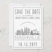 Invitation Mariage de Nashville | Skyline stylisée Enregistre (Devant)