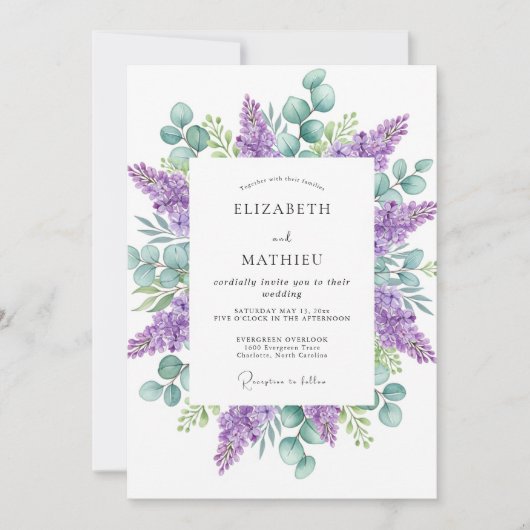 Invitation Mariage de nature éthérée lavande (Devant)