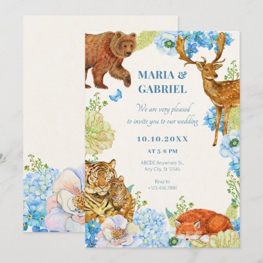 Invitation Mariage de nature végétale safari (Devant / Derrière)