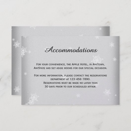 Invitation Mariage de neige blanc et argenté (Devant / Derrière)