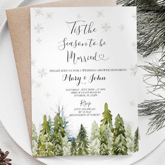 Invitation Mariage de neige de Noël d'hiver blanc