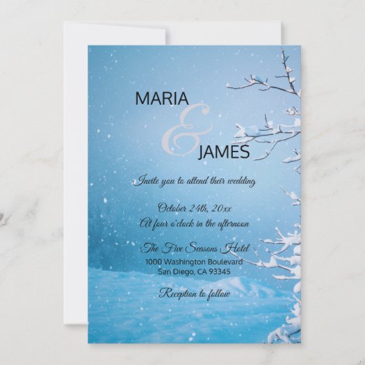 Invitation Mariage de neige d'hiver (Devant)
