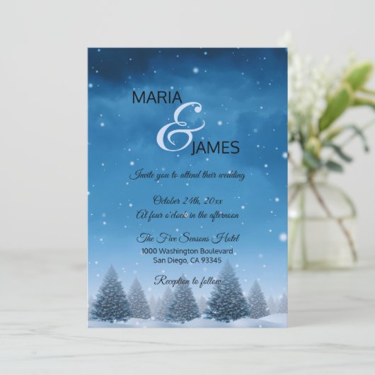 Invitation Mariage de neige d'hiver (Debout devant)
