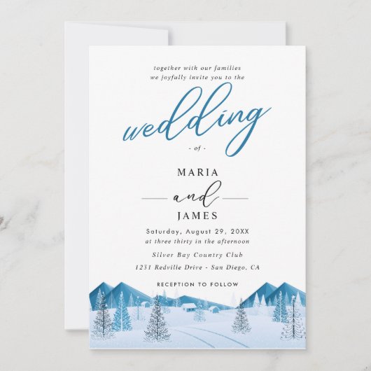 Invitation Mariage de neige d'hiver (Devant)