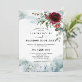 Invitation Mariage de neige d'hiver fleuri de Bourgogne (Debout devant)