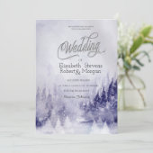 Invitation Mariage de neige du paysage hivernal violet (Debout devant)