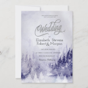 Invitation Mariage de neige du paysage hivernal violet