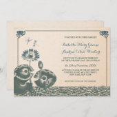 Invitation mariage de nénuphars et de libellules (Devant / Derrière)