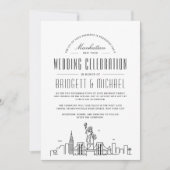 Invitation Mariage de New York | Ligne Skyline Ville Déco Mod (Devant)