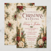 Invitation Mariage de Noël à la bougie (Devant / Derrière)