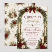 Invitation Mariage de Noël à la bougie (Devant / Derrière)