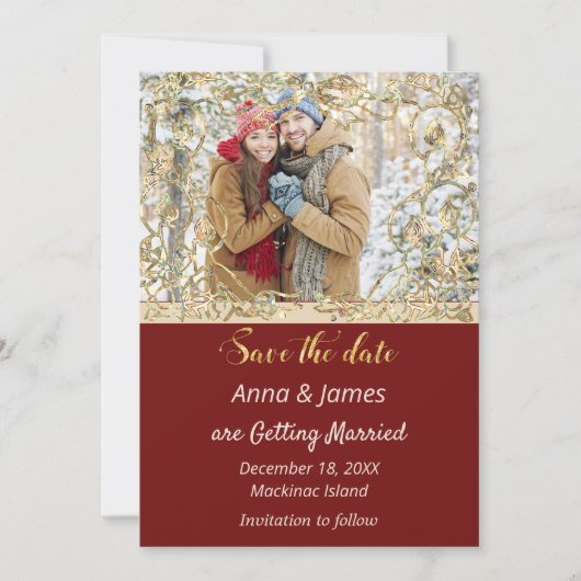 Invitation Mariage de Noël à retenir la date (Devant)