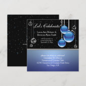 Invitation Mariage de Noël après la cérémonie en bleu argent (Devant / Derrière)