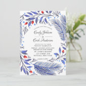Invitation Mariage de Noël aux bleus et rouges (Debout devant)