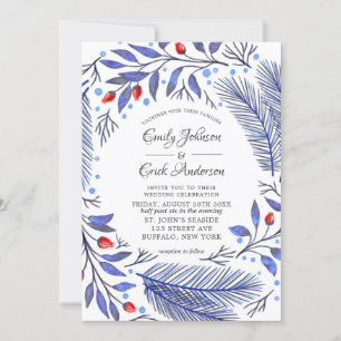 Invitation Mariage de Noël aux bleus et rouges