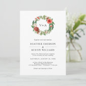 Invitation Mariage de Noël avec feuillage de fêtes (Debout devant)