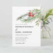 Invitation Mariage de Noël avec feuillage festif (Debout devant)