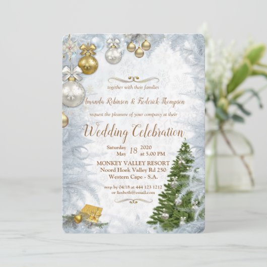 Invitation Mariage de Noël blanc (Debout devant)