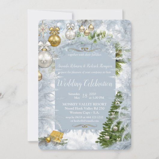 Invitation Mariage de Noël blanc (Devant)