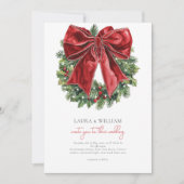 Invitation Mariage de Noël classique Red Vintage (Devant)