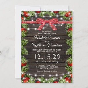 Invitation Mariage de Noël de Campagne Rustique
