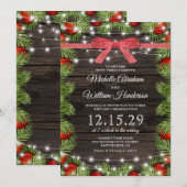 Invitation Mariage de Noël de Campagne Rustique (Devant / Derrière)