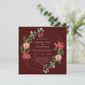 Invitation Mariage de Noël de la baie de pin rouge foncé (Debout devant)