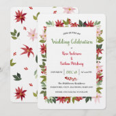 Invitation Mariage de Noël de l'aquarelle de Poinsettia (Devant / Derrière)