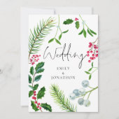 Invitation Mariage de Noël de Noël de Foliage d'hiver (Devant)