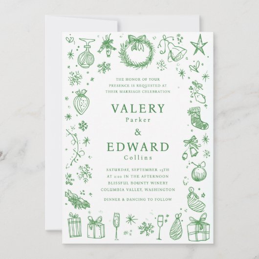 Invitation Mariage de Noël de vacances moderne (Devant)