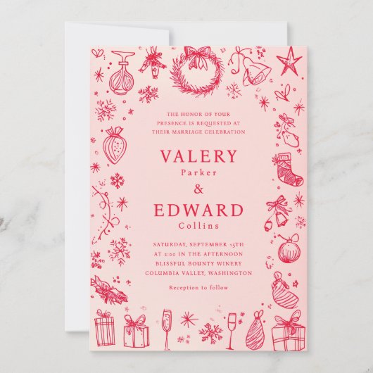 Invitation Mariage de Noël de vacances moderne (Devant)