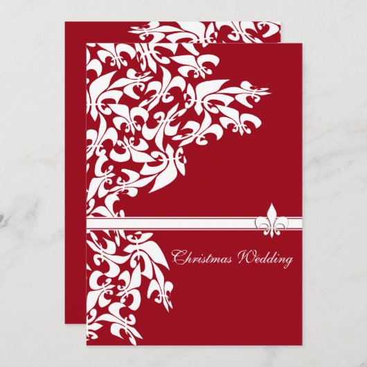 Invitation Mariage de Noël Décontracté Fleur de Lis (Devant / Derrière)