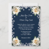 Invitation Mariage de Noël des Flammes de neige Roses blanche (Devant)