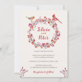 Invitation Mariage de Noël des oiseaux rustiques à couronne d (Devant)