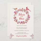 Invitation Mariage de Noël des oiseaux rustiques à couronne d (Devant / Derrière)