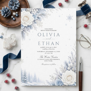 Invitation Mariage de Noël d'Hiver Bleu Glacé