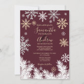 Invitation Mariage de Noël d'hiver de pin à neige moderne (Devant)