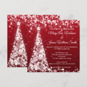 Invitation Mariage de Noël élégant argent et or Fêtes de fin