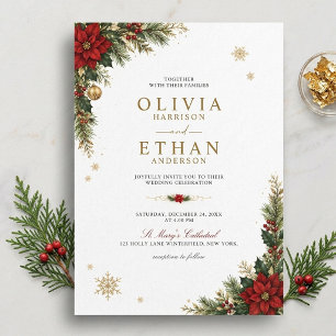 Invitation Mariage de Noël Élégant et Évergreen d'Hiver