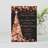 Invitation Mariage de Noël élégant Rose Gold Noir (Debout devant)