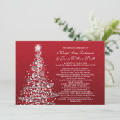 Invitation Mariage de Noël élégant rouge argent (Debout devant)