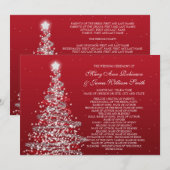 Invitation Mariage de Noël élégant rouge argent (Devant / Derrière)