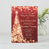 Invitation Mariage de Noël Élégant Rouge et Or (Debout devant)