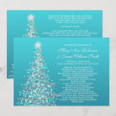 Invitation Mariage de Noël Élégant Turquoise (Devant / Derrière)