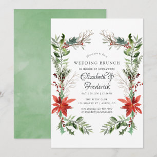 Invitation Mariage de Noël en forêt hivernale en brunch