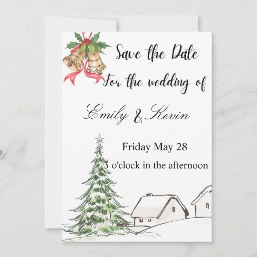 Invitation Mariage de Noël en hiver (Devant)