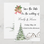 Invitation Mariage de Noël en hiver (Devant / Derrière)