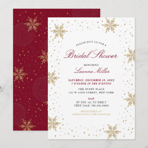 Invitation Mariage de Noël en or et rouge Bridal Shower de ma